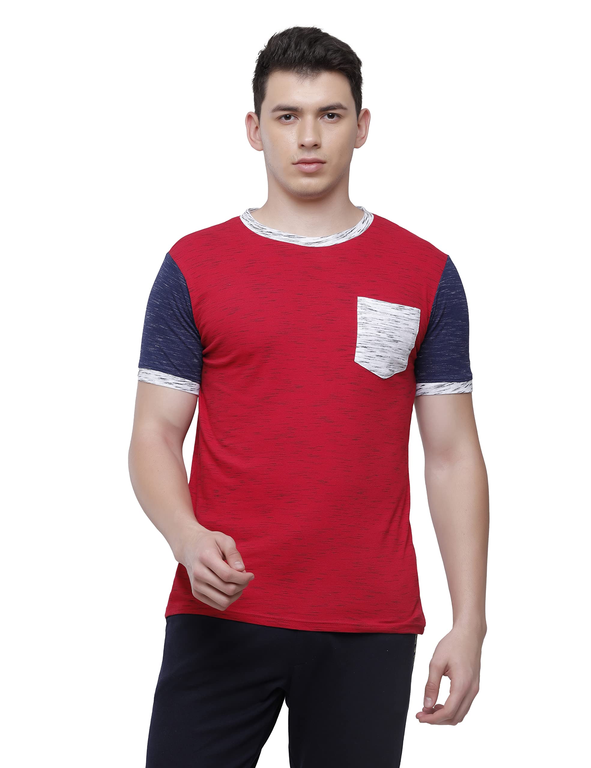 M & F Masion Flair Men's Cotton All Over Printed Regular Fit Round Neck Tshirt, Red; [M&F031]