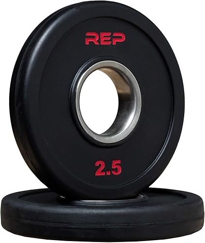 Miniatura 1 de REP FITNESS - Placas olímpicas con revestimiento de goma, diseño actualizado, pesas olímpicas de triple agarre, se venden en pares y juegos..