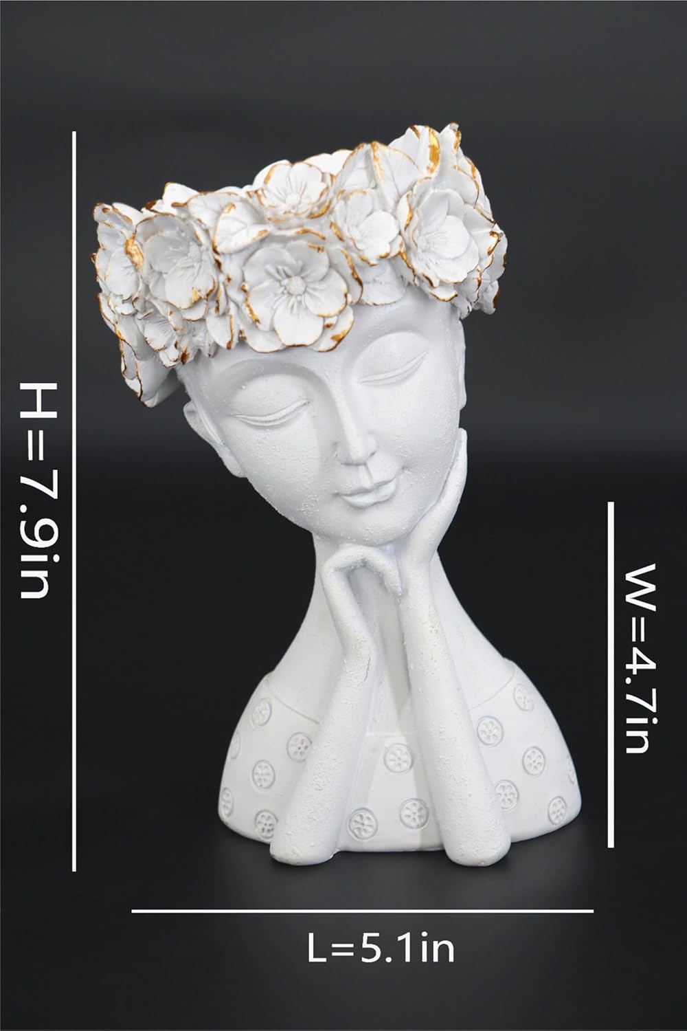 Face Planter Pots Head Planter, Cute Resin Succulent Planters, Unique Face Flower Head Planter for Indoor Outdoor Plants with Drainage Hole Gift for Female Plants Lovers
