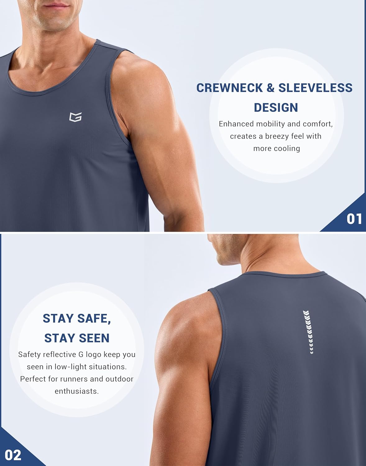 G Gradual Men's Workout Tank Tops Sleeveless Muscle Shirts Summer UPF 50+ Quick Dry Shirts for Men Athletic Running Gym - Image 6