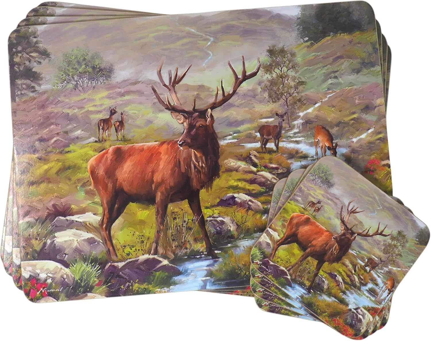 Sets of 4 Placemats with 4 Matching Coasters (The King Stag Placemat and Coaster Set) — image 1