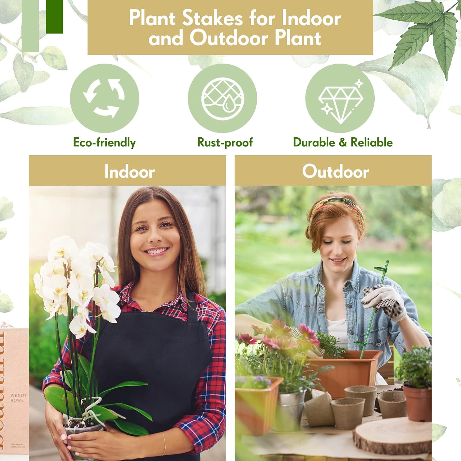 meekoo 120 Pcs Adjustable Garden Plant Support Stakes Single Stem Plant Cage Support Rings with Clips and Connect Pipe for Orchid Rose Tomato, 12 Inch (Green)