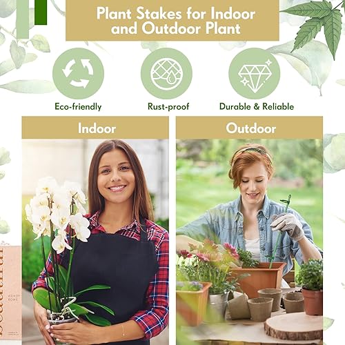 Miniatura 3 de meekoo 60 estacas ajustables para plantas de jardín, anillos de soporte de jaula de plantas de un solo tallo con clips y tubo de conexión para