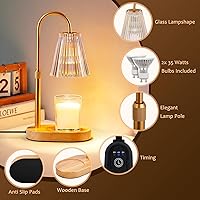 Vista 4 de Candle Warmer Lamp with Timer - Electric Candles Wax Warmers Glass Lamps for Jar Candles Burner Adjustable Height and Dimmable Light Modern No Flame