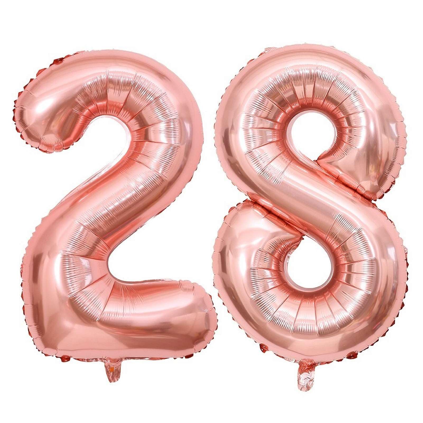 Rose Gold 28 Number Balloons, 40 Inch Giant Number 28 Balloons Foil Mylar Helium Rose Gold Number Balloons for 28th Birthday Party Supplies