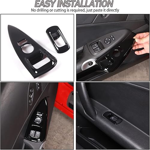 Miniatura 6 de Marco de interruptor de elevación de vidrio compatible con Corvette C6 Z06 ZR1 2005-2013 botón de elevación de cristal de ventana de automóvil,