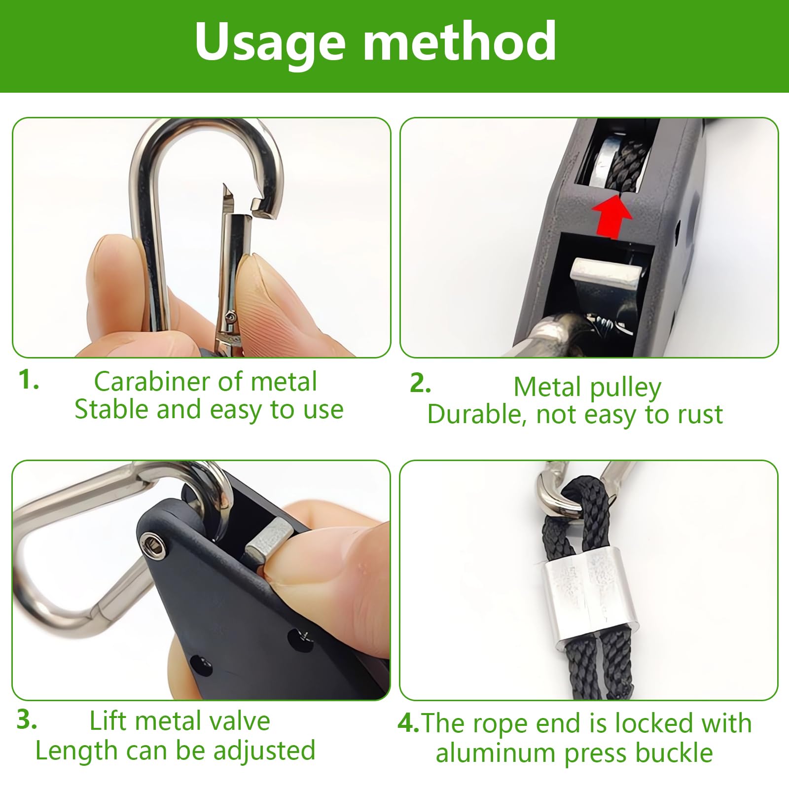 4 Cricchetti Corda Regolabili - Per Appendere Luci, Vasi, Ventilatori, Carico Fino A 65 Kg - Foto 5