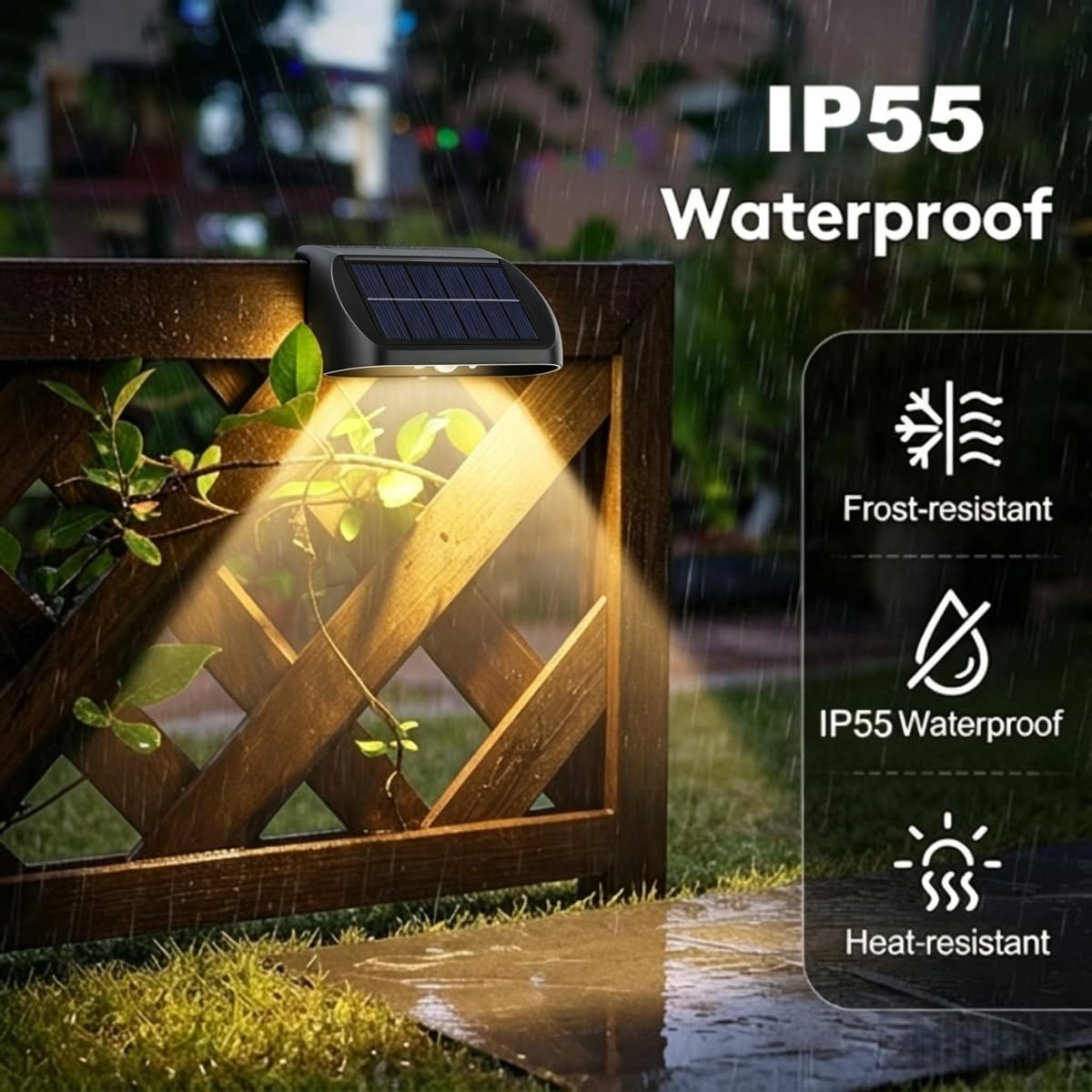 4 Pezzi Luce Solare led Esterno da Giardino, Lampada Solare da Esterno, IP55 Impermeabile Faretti, Applique da Parete, Segnapasso per Scale, Patio, Terrazzo, Vialetto (Bianco Caldo)