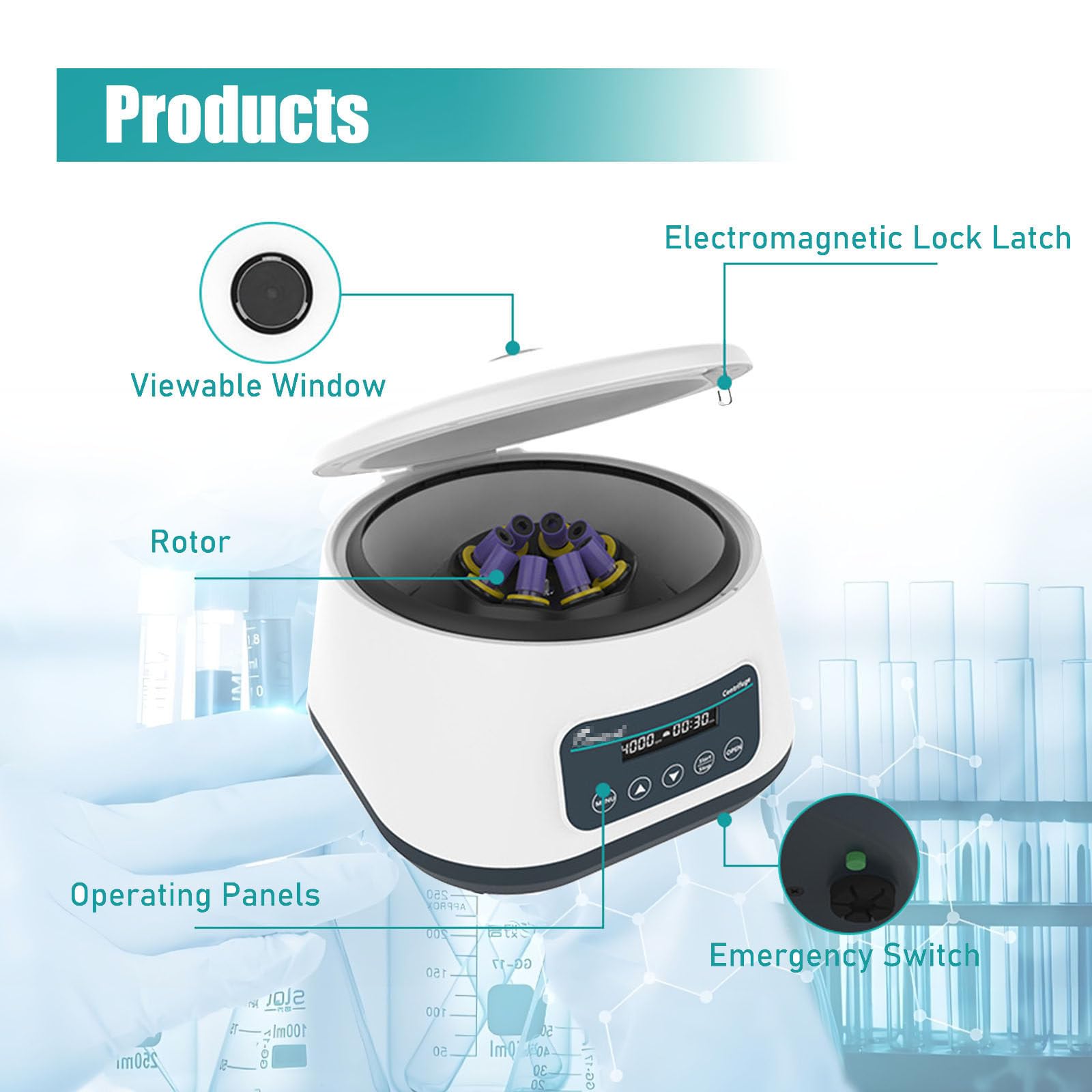 Centrifuga da Banco per Laboratorio PRP 8x2ml/5ml/10ml/15ml capacità Provette, Bassa velocità 500-5000rpm/Min, Max 2683xg RCF, Adatta per Pratica Medica Sangue/Siero/Plasma/Grasso,5000rpm