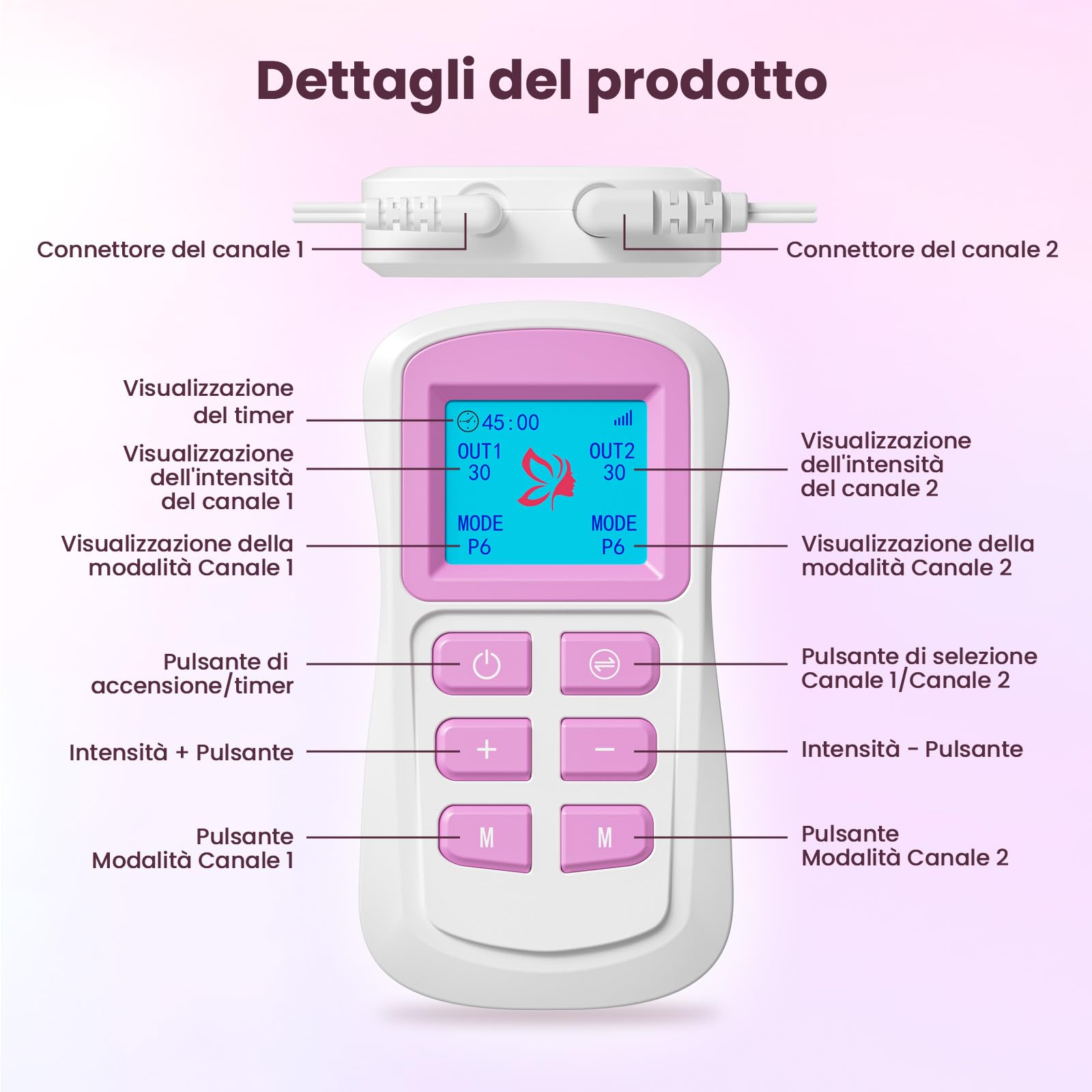 Trainer per il pavimento pelvico, allenamento muscolare del pavimento pelvico, TENS per alleviare il dolore, elettrodi ed elettrodi speciali
