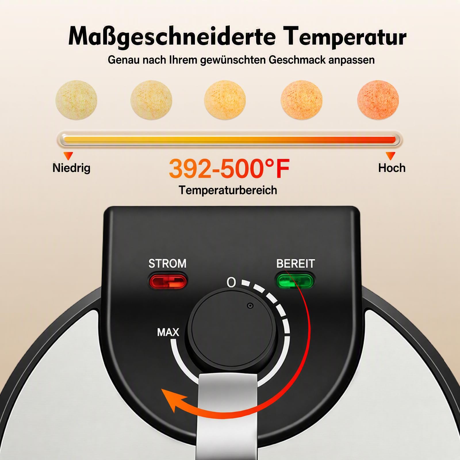 Roti Maker 1200W Tortilla Presse mit Temperaturregler