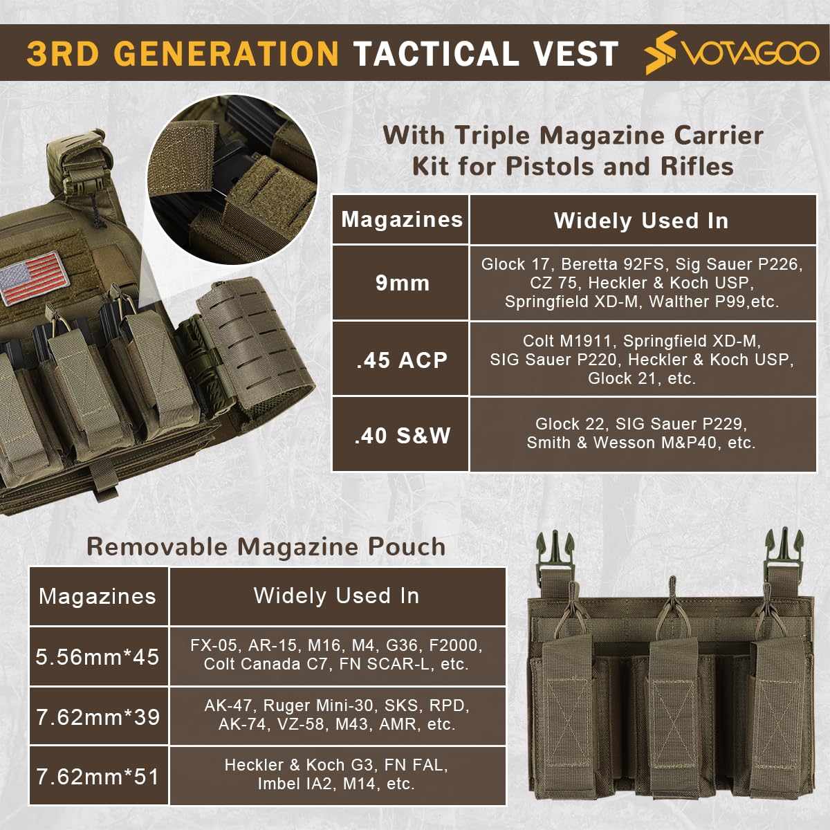 VOTAGOO GEAR Taktische Weste, Schnellverschluss, leichte Airsoft-Weste, verstellbare Gewichtsweste für Outdoor-Jagdtraining