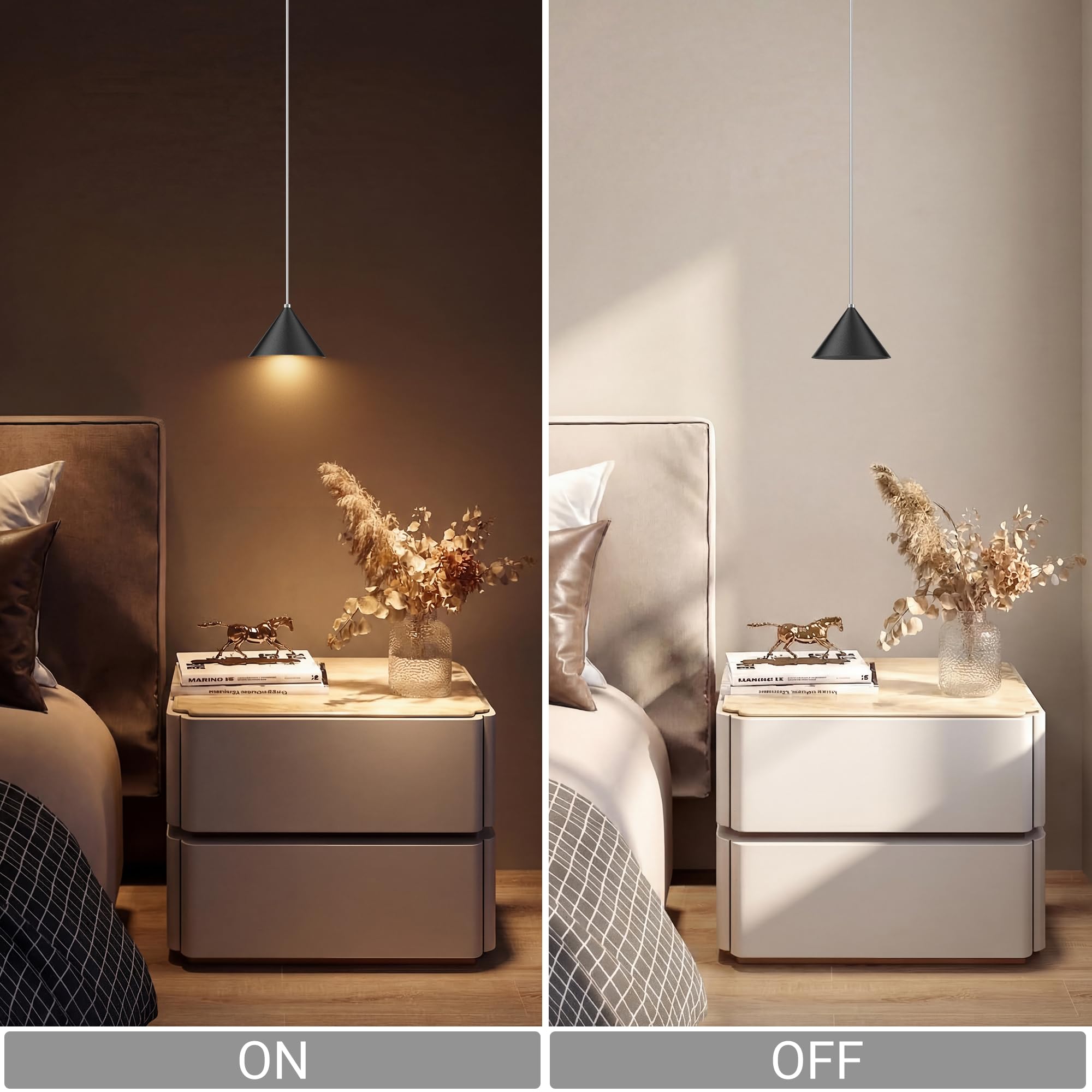 3 Pezzi Lampada a sospensione LED Moderne 12W 800LM, Regolabile In Altezza lampada a sospensione moderna Nero, Alluminio Per Soggiorno Sala Da Pranzo Kitchen Comodino Camera da Letto(3000K)