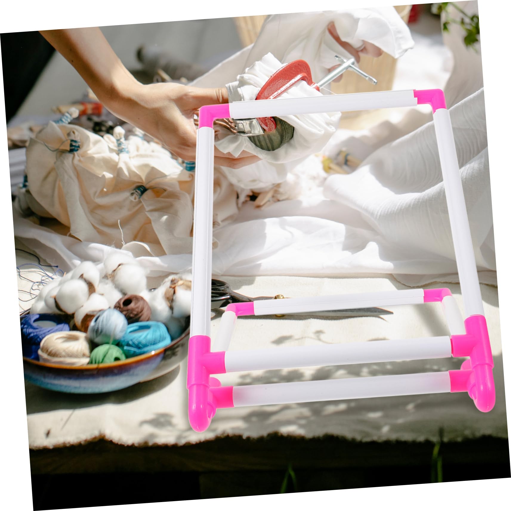 Uonlytech Bastidor De Bordado Clip Pequeño Plástico Resistente Para Punto De Cruz Principiantes Manualidades Decoración Hogar Navideña Uso Anual