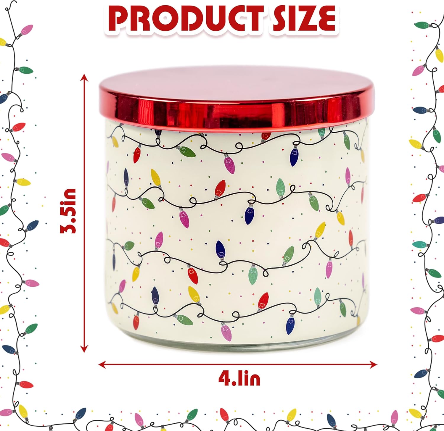 Christmas Candles, Xmas Berry Jam Scented Candle, Large 3 Wicks, 14 oz Christmas String Lights Candle Gift - Image 3