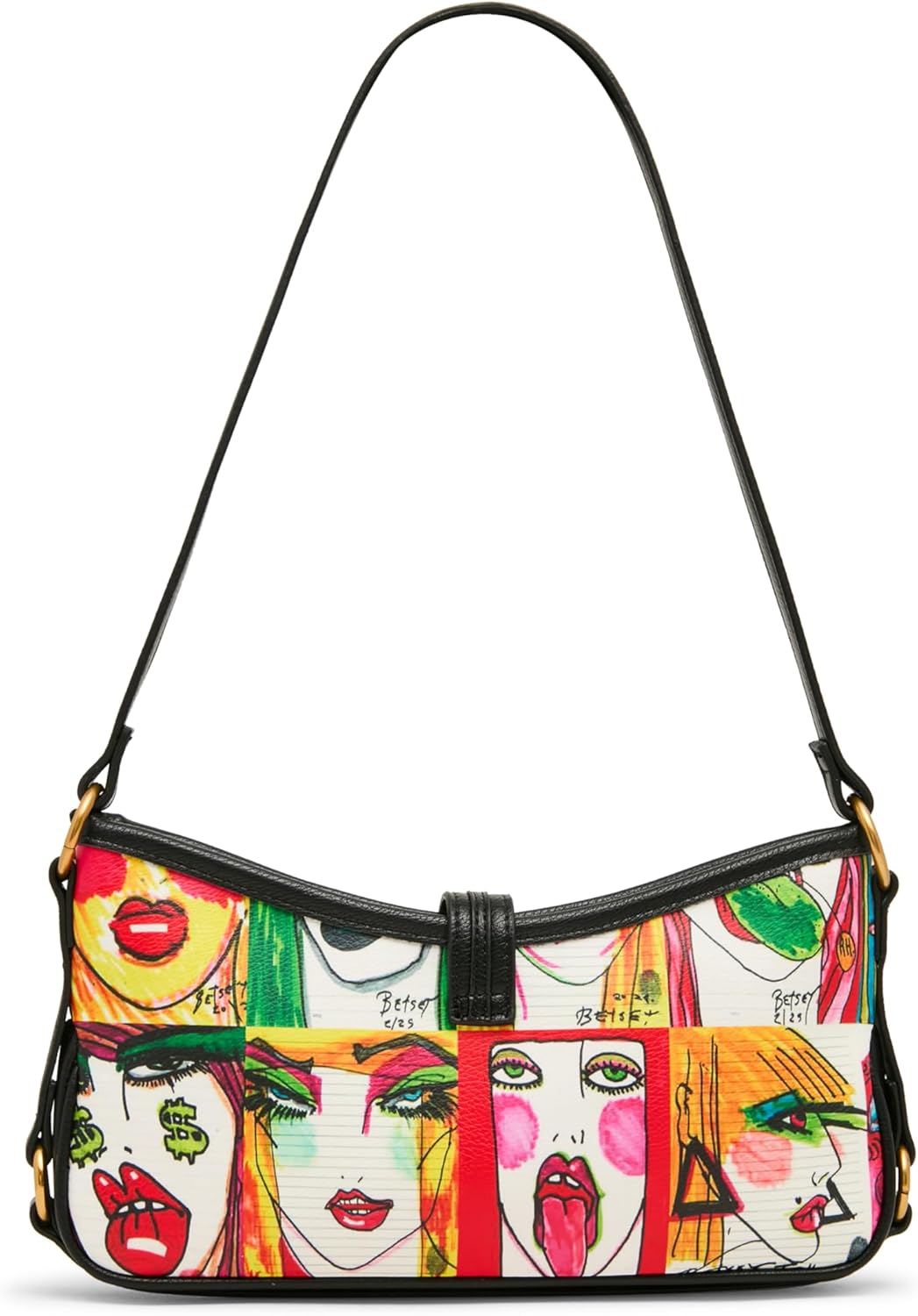 Betsey Johnson Artwork Faces Shoulder Bag