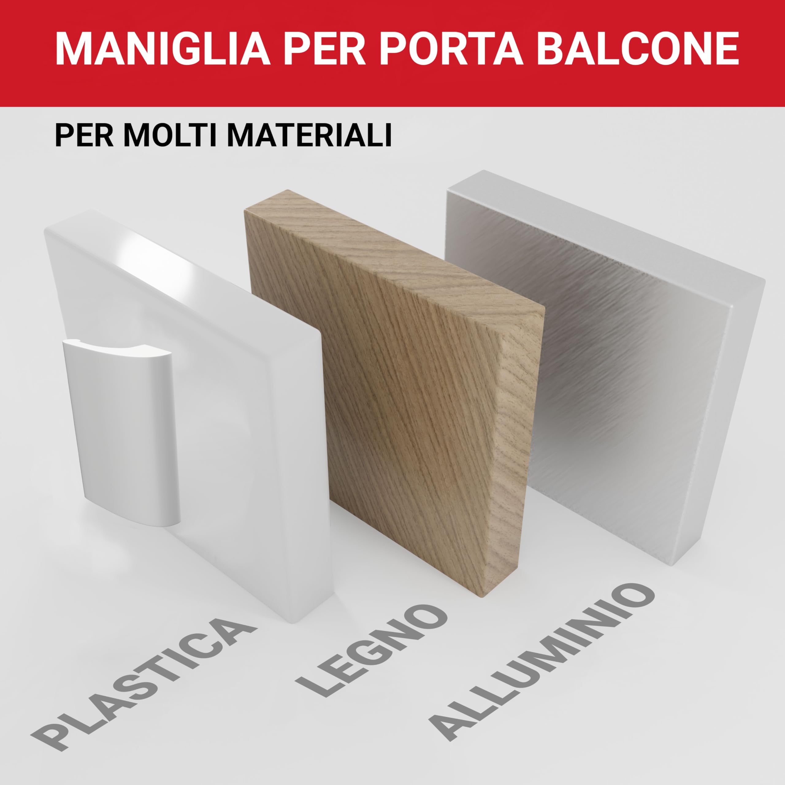 LouMaxx Maniglia per porta balcone esterna – Robusto maniglione per terrazza in alluminio - Maniglione per porta resistente agli agenti atmosferici e durevole, verniciato a polvere in bianco, con