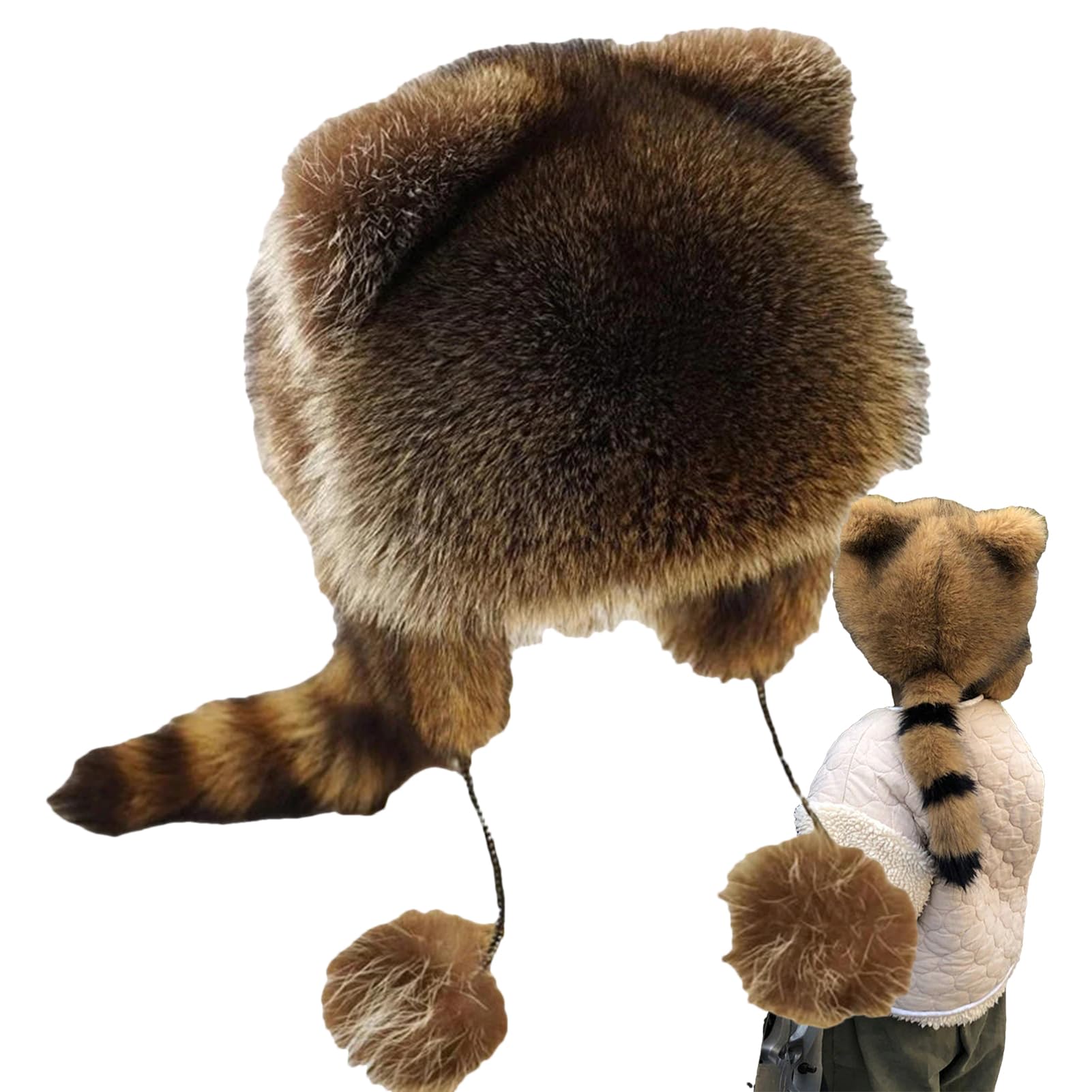 Amazon.co.jp: アライグマの帽子キッズ、耳としっぽ付きアライグマの