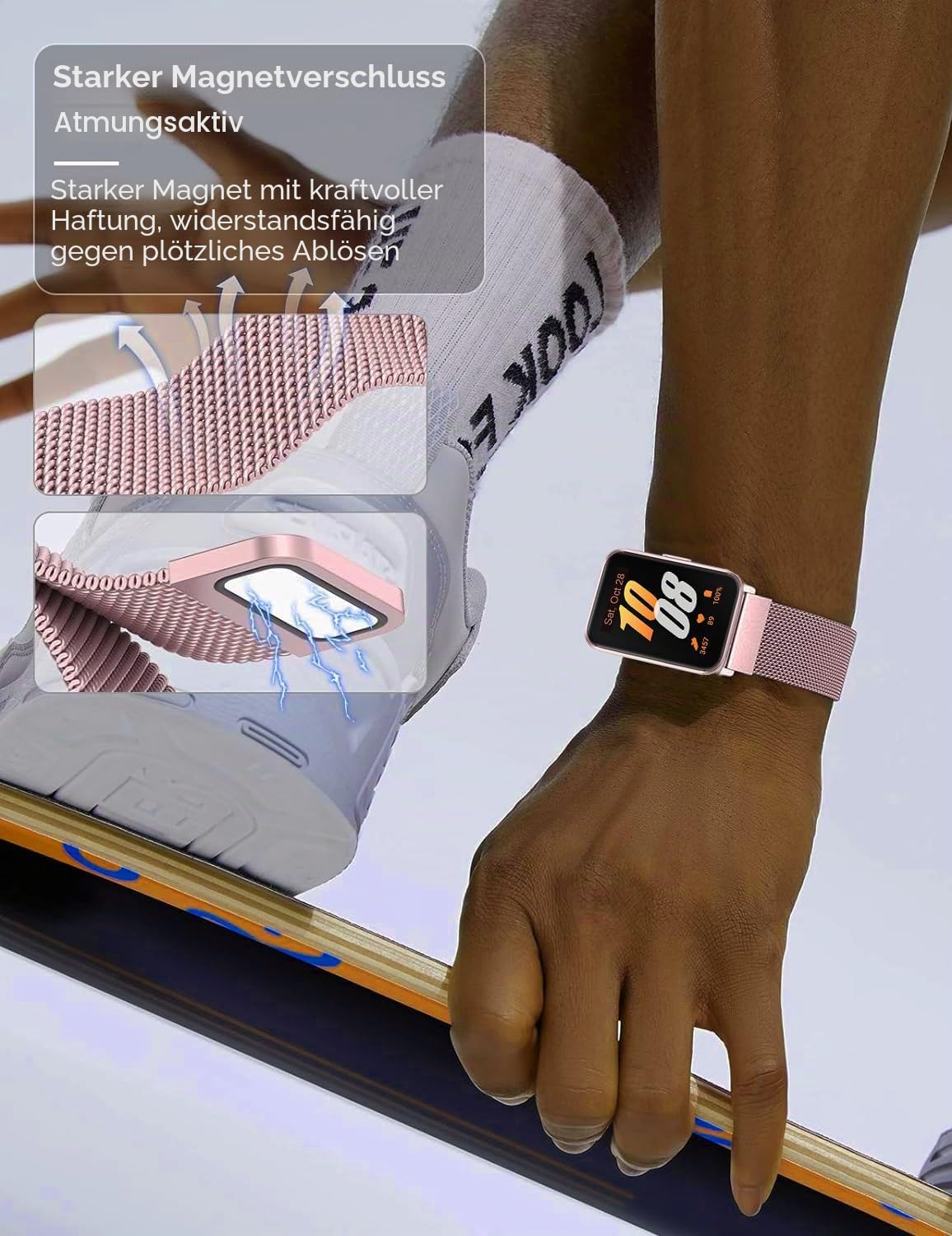 Armband für Samsung Galaxy Fit 3, Edelstahl-Mesh-Schlaufe, verstellbarer Magnetverschluss, Smartwatch-Armband für Galaxy Fit3 SM-R390