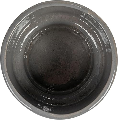 Miniatura 3 de Bloomingville Maceta redonda de cerámica de 5.5 pulgadas con rayas de alivio de cera, capacidad para macetas de 4 pulgadas, color lila y marrón