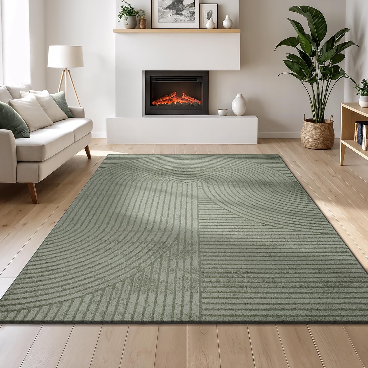 Mia’s Teppiche Atlas Tapis Moderne pour Salon à Poils Courts avec Effet Relief, Structure 3D, Haute qualité de Fibres – Parfait pour la Chambre et Le Salon, Vert, 120 x 170 cm