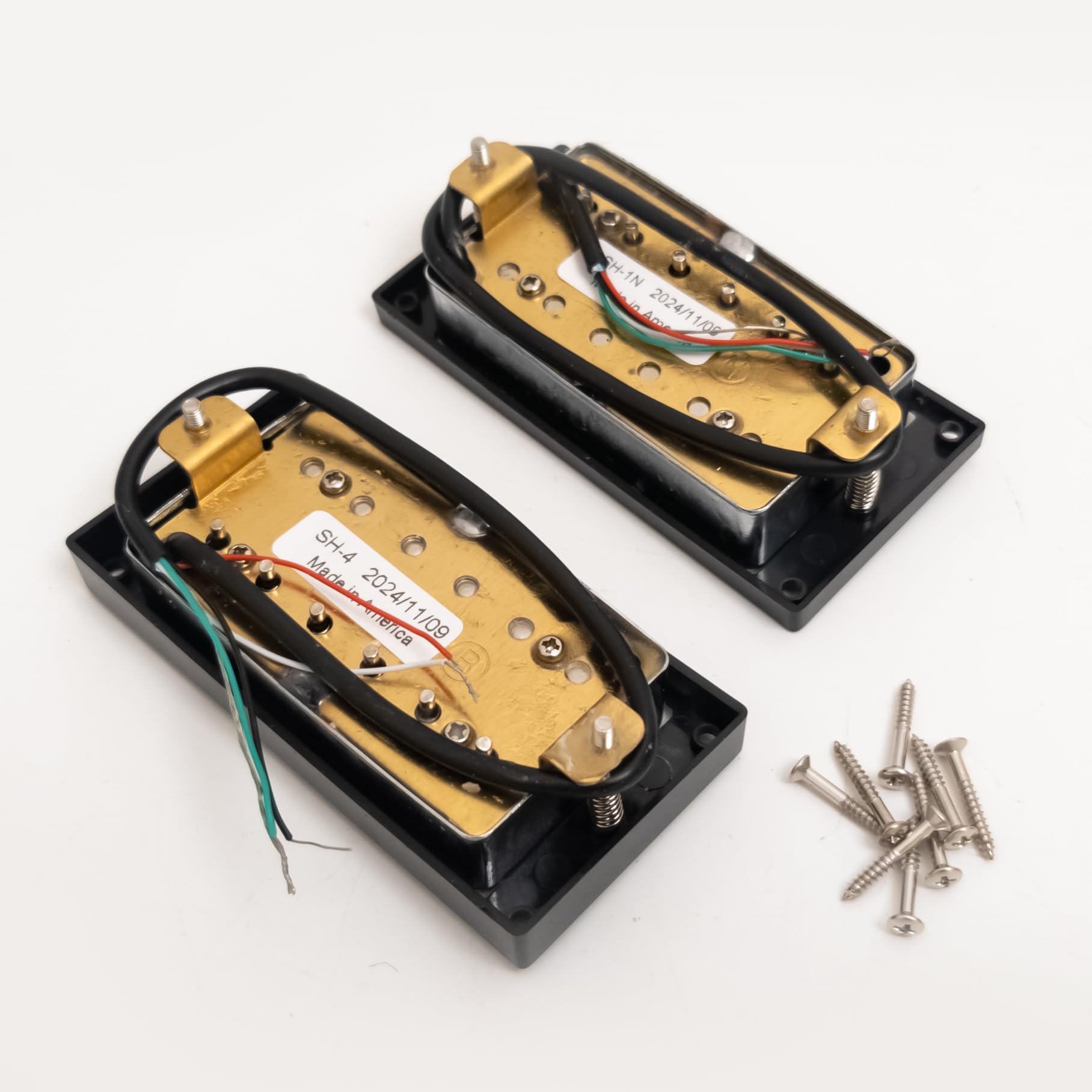 Gitarren-Humbucker-Tonabnehmer-Set mit 2V2T Kabelbaum-Set, kompatibel mit Gibson LP SG Les Paul Style E-Gitarre, Hals & Bridge Pickups Set Gitarrenzubehör (Chrome BK 2V2T Set)