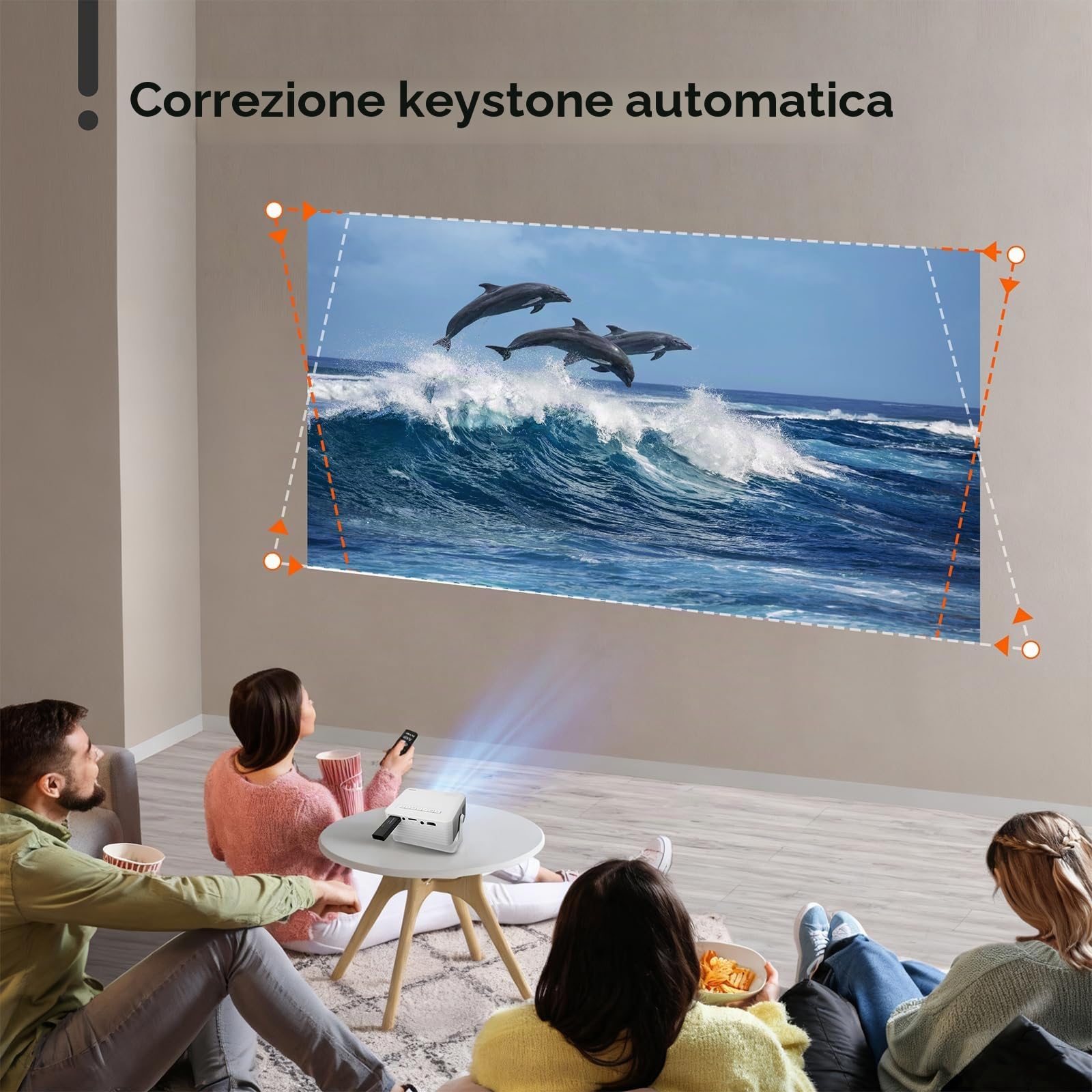 Proiettore, AKIYO O1 WiFi Proiettore Portatile 15000 Lumens with Bluetooth | 2026 Upgraded Videoproiettore 4K Supporto Full HD 1080P, Auto Keystone, Zoom 50%, Rotabile 360°, per Phone/TV Stick/HDMI/USB