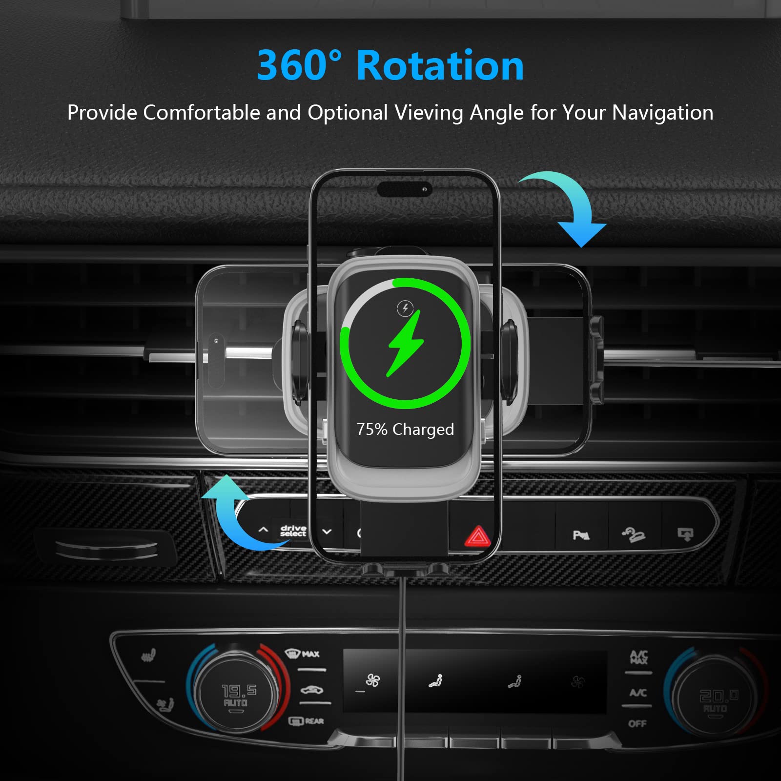Supporto Auto Wireless 2-in-1 PDKUAI 30W/15W Con Ricarica Rapida E Bloccaggio Automatico Per IPhone E Samsung