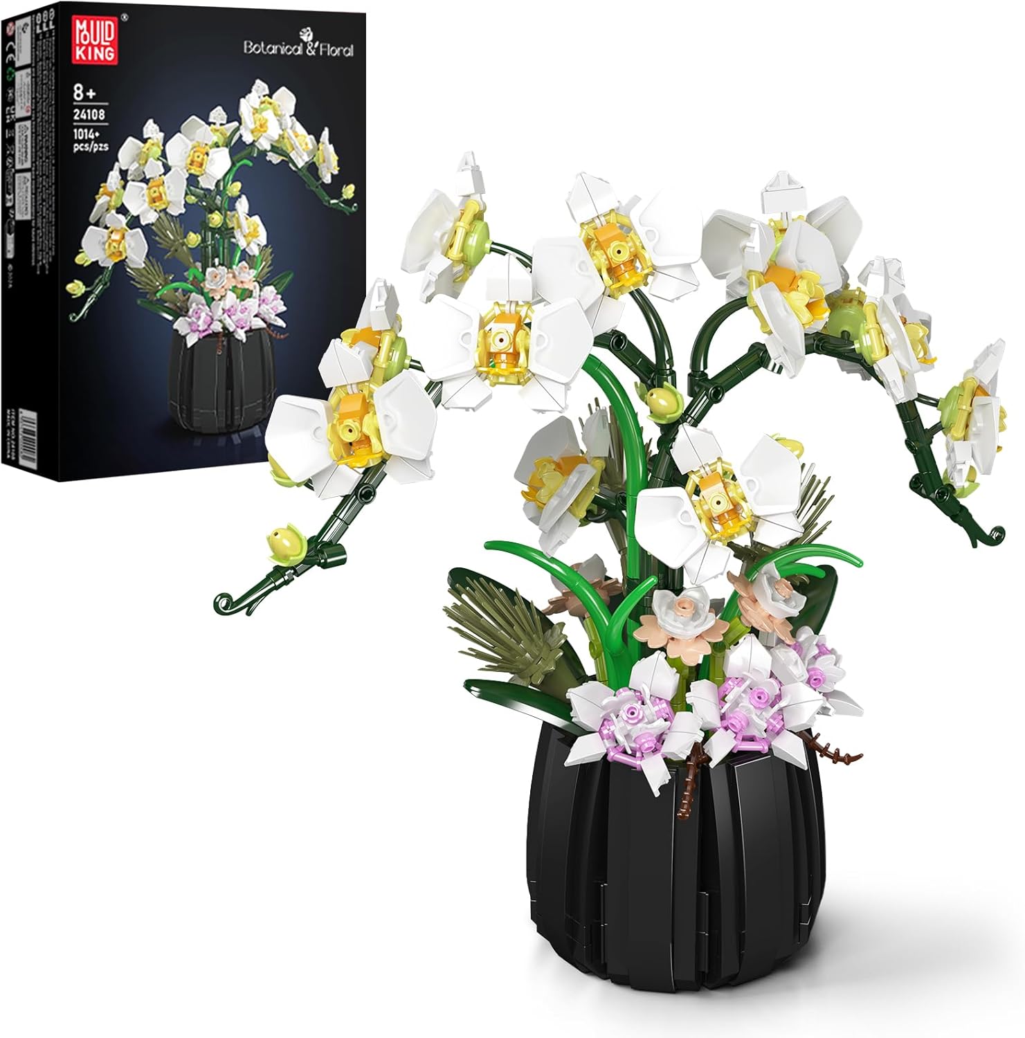 Mould King 24108 Botanicals Orchid Building Set - Realistic Artificial Plant Set for Adults, Home Office Decor with Lifelike Orchid Pot Design (1014 PCS)