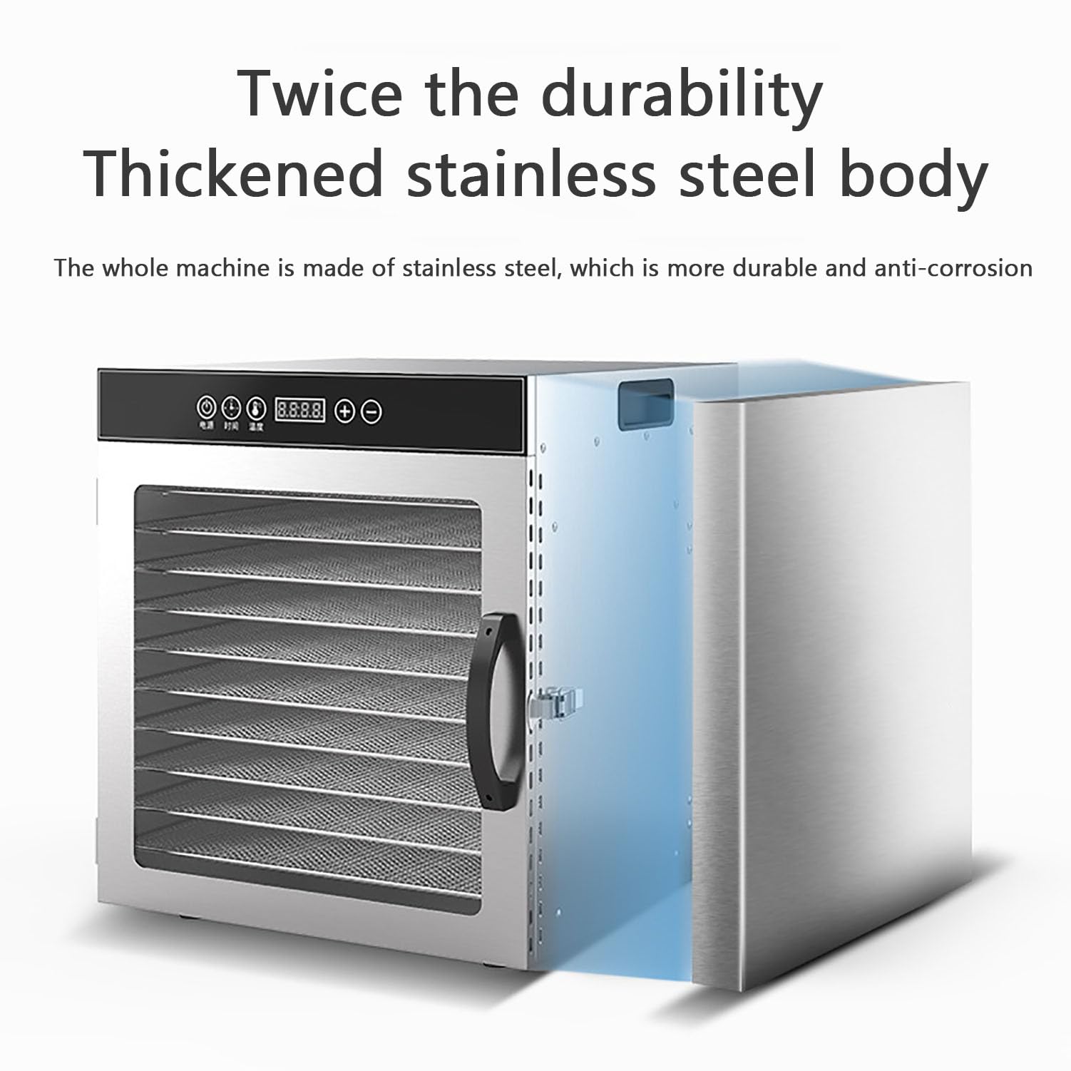 Secador De Alimentos Deshidratador con Termostato Ajustable De 30-90 °C Y Temporizador Digital De 24 Horas, Control Inteligente por Microcomputadora para Pescado, Verduras Y Carne