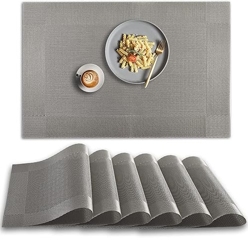 homEdge Mantel individual, 6 manteles individuales de PVC antideslizantes resistentes al calor, manteles individuales de vinilo lavables, color