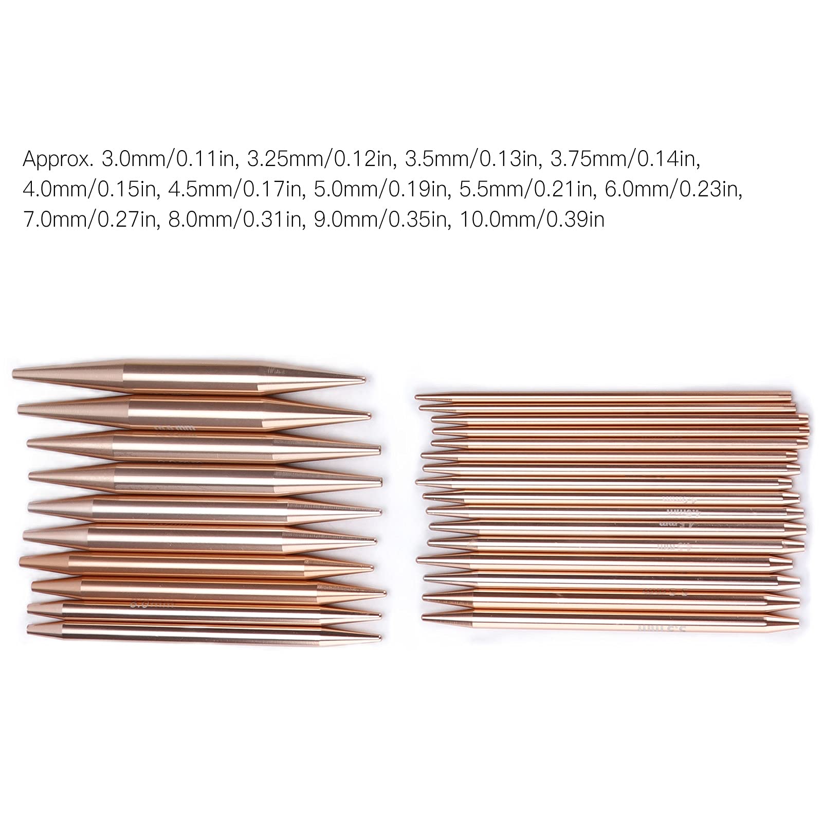 Arythia Kit de 26 Piezas de Agujas Tejer Intercambiables, Aguja Circular Aluminio Oro Rosa con Estuche, Herramientas Ganchillos para Tejer DIY