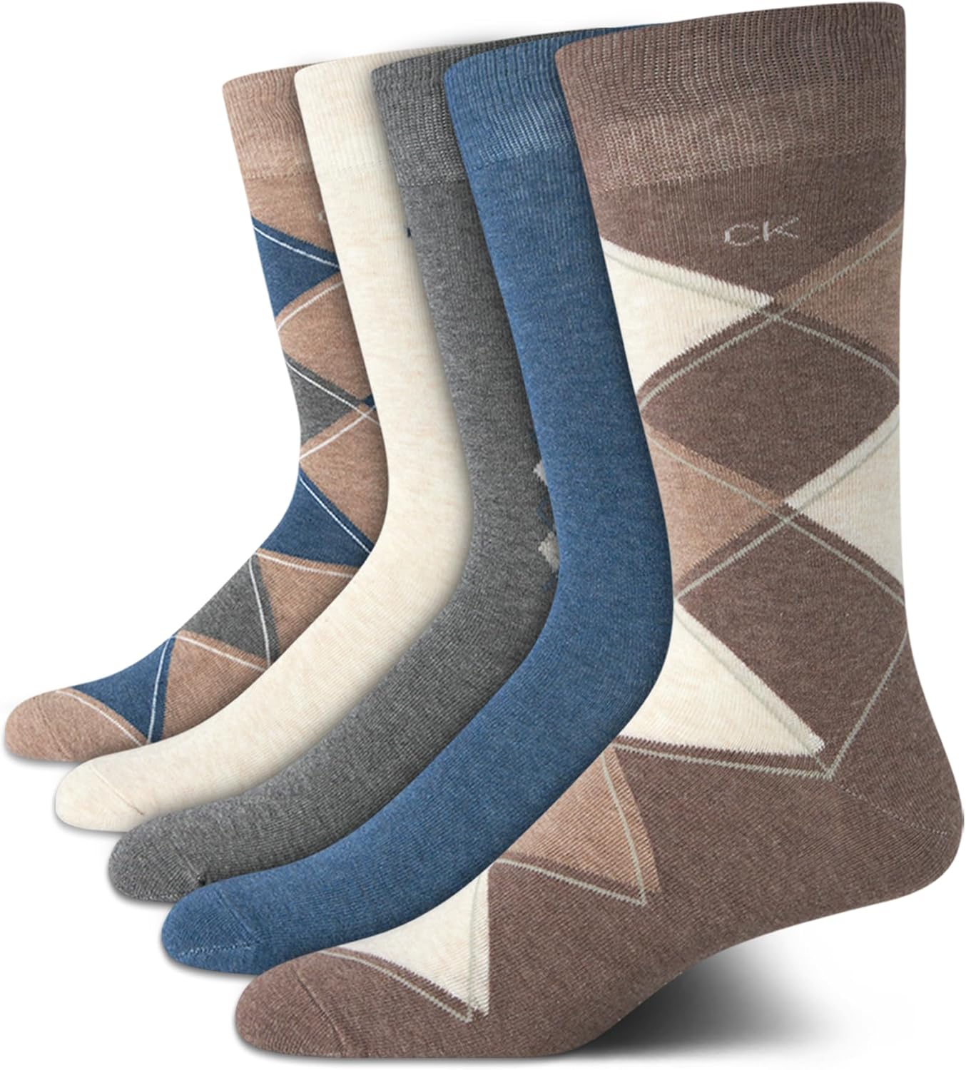 Calvin Klein Mens Dress Socks - 5 Pairs Soft Cotton Blend Crew Socks for Men - Classic Comfort Stay Up Cuff Mixed Pattern