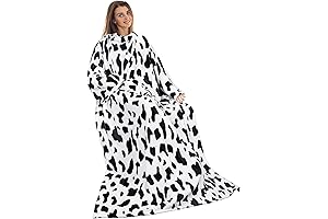 Catalonia Cow Print Wearable Blanket with Sleeves and Pocket