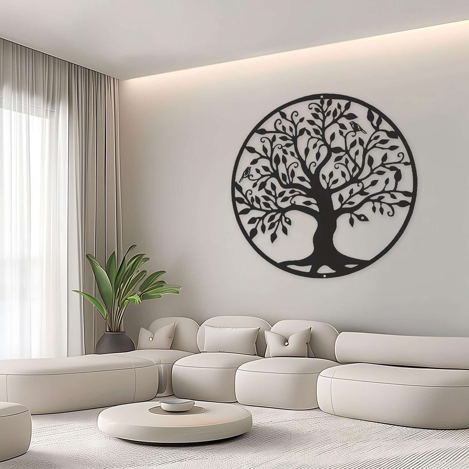 BAOHUAHU Árbol de la vida grande decoración mural metal 60 cm colgante árbol de la vida logotipo adecuado para oficinas, dormitorios, sala de estar decoración mural al aire libre