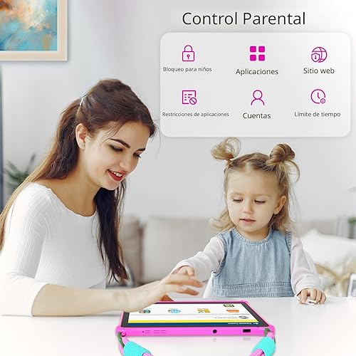 Miniatura 5 de PRITOM Tablet de 10 pulgadas para niños Android 13, tableta con cordón 64GB, Quad-Core, pantalla HD IPS, WiFi, cámara dual, tableta para niños
