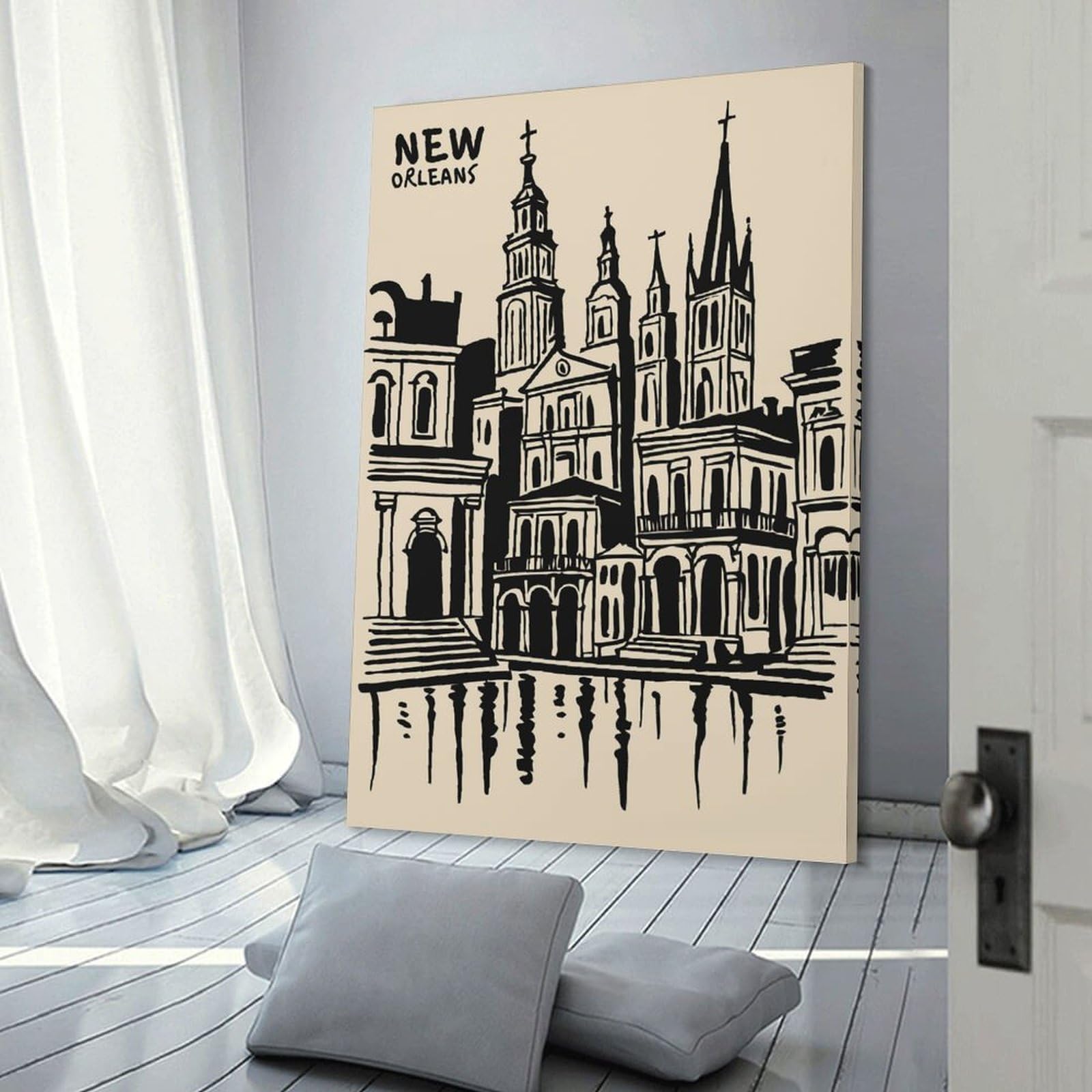 Junmoney New Orleans Skyline Wall Decor Canvas Print 20x30inch(50x75cm), for Lounge Decor, Bedroom Walls Or Flats, Canvas Styling for A Polished Room Look