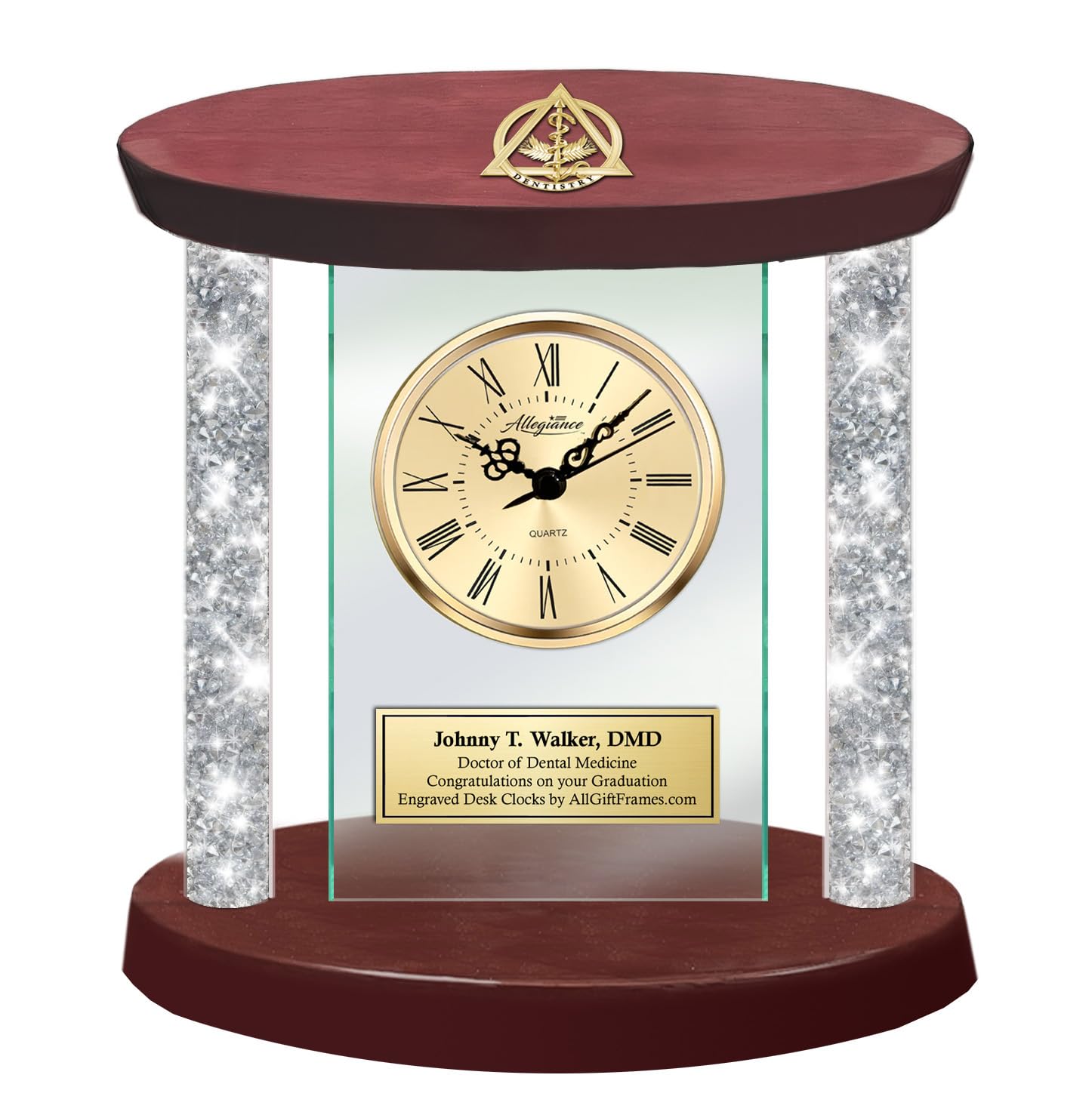 AllGiftFrames Personalized Diamond Column Sculpture Gold 3D Dentistry Logo Dental School Graduation Gift Dentist Award Wood Structure Congratulation Retirement DDS Coworker DMD Student