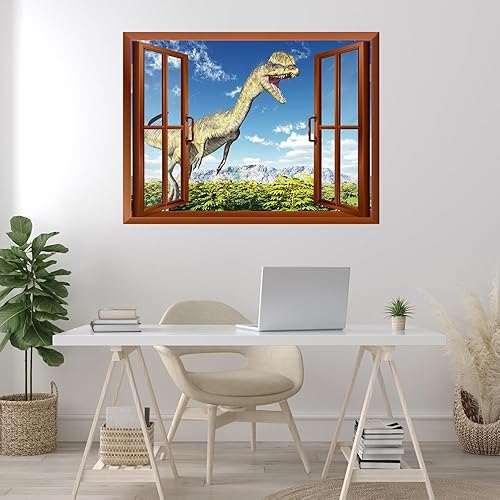 Miniatura 15 de wall26 Adhesivo de pared extraíble/mural de pared, vista de ventana, rústico, cielo nublado, árbol, lago, reflejo de naturaleza, desierto