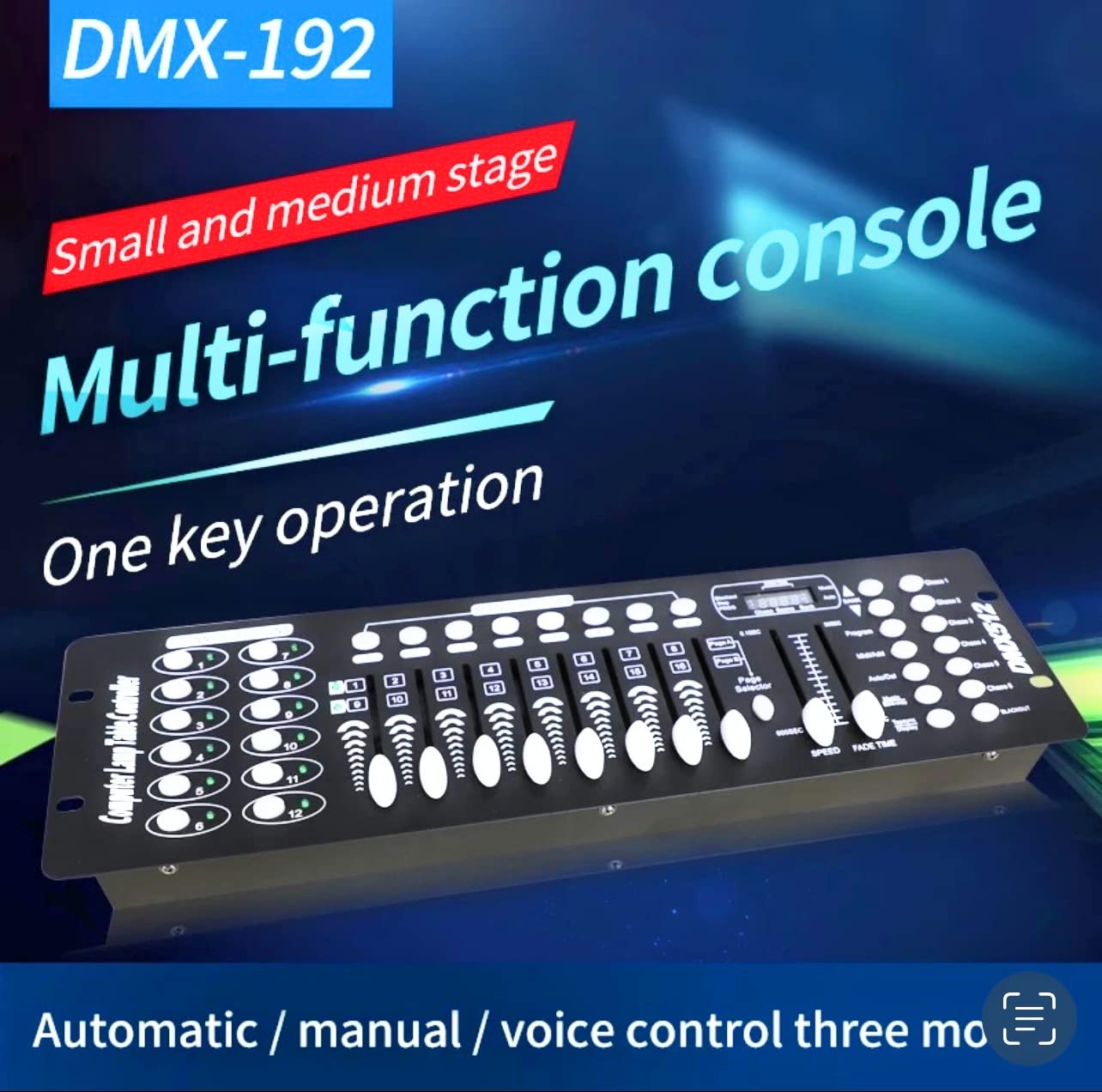 NLIGHTING Centralina DMX512 192 Canali Professionale, Controller Luci DJ per Teste Mobili, Beam, PAR LED e Faretti DMX, Console Mixer Luci con 240 Scene Programmabili, Sound Active e MIDI