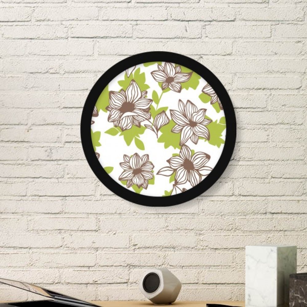 Peinture cadre photo en bois ronde fleur grand format brun clair et large noir pour salon