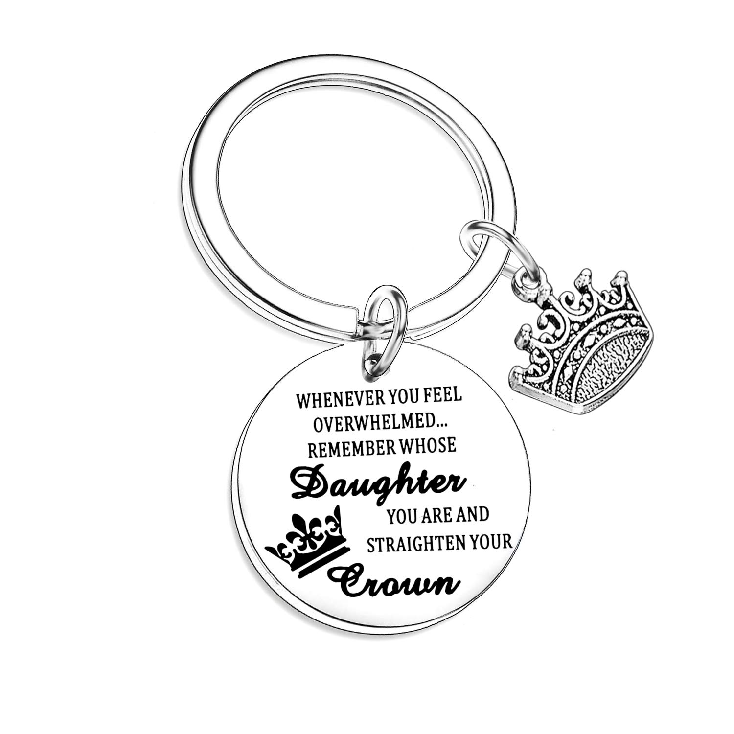 Nfyxcaz Inspirational Keychain For Daughter Whenever You Feel Overwhelmed Remember Whose Daughter You Are And Straighten Your Crown Keyring Inspirational Gift For Birthday Gift Graduation Present