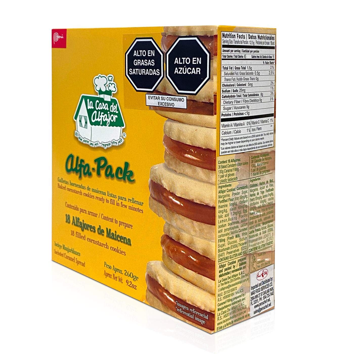 La casa del alfajor Peruano 18 Alfajores Maicena y 20 Alfajores Harina Combo