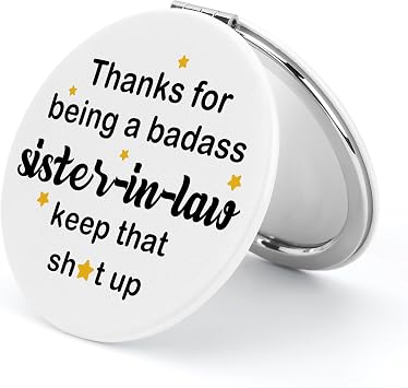 Funny Sister in Law Gifts for Sister in Law Birthday Gifts Compact Mirror for Sister-in-Law Thank You Gift for Sisters Big Sisters Christmas Anniversary Pocket Mirror