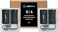 Vista 6 de Paleblue - Baterías D recargables con cargador USB de iones de litio de 1.5 V 5000 mAh, se cargan menos de 6.9 horas, más de 1000 ciclos, cable