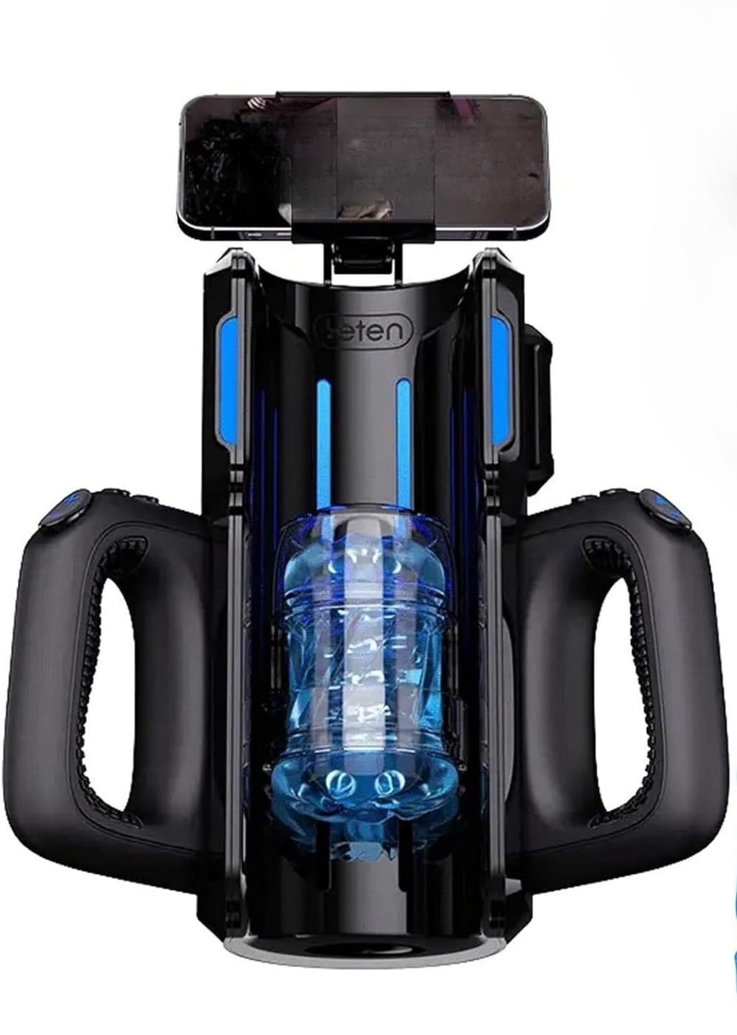 Masturbatore — Giocattolo automatico per la masturbazione, dotato di 10 livelli di spinta + doppia impugnatura + supporto per cellulare + manicotto