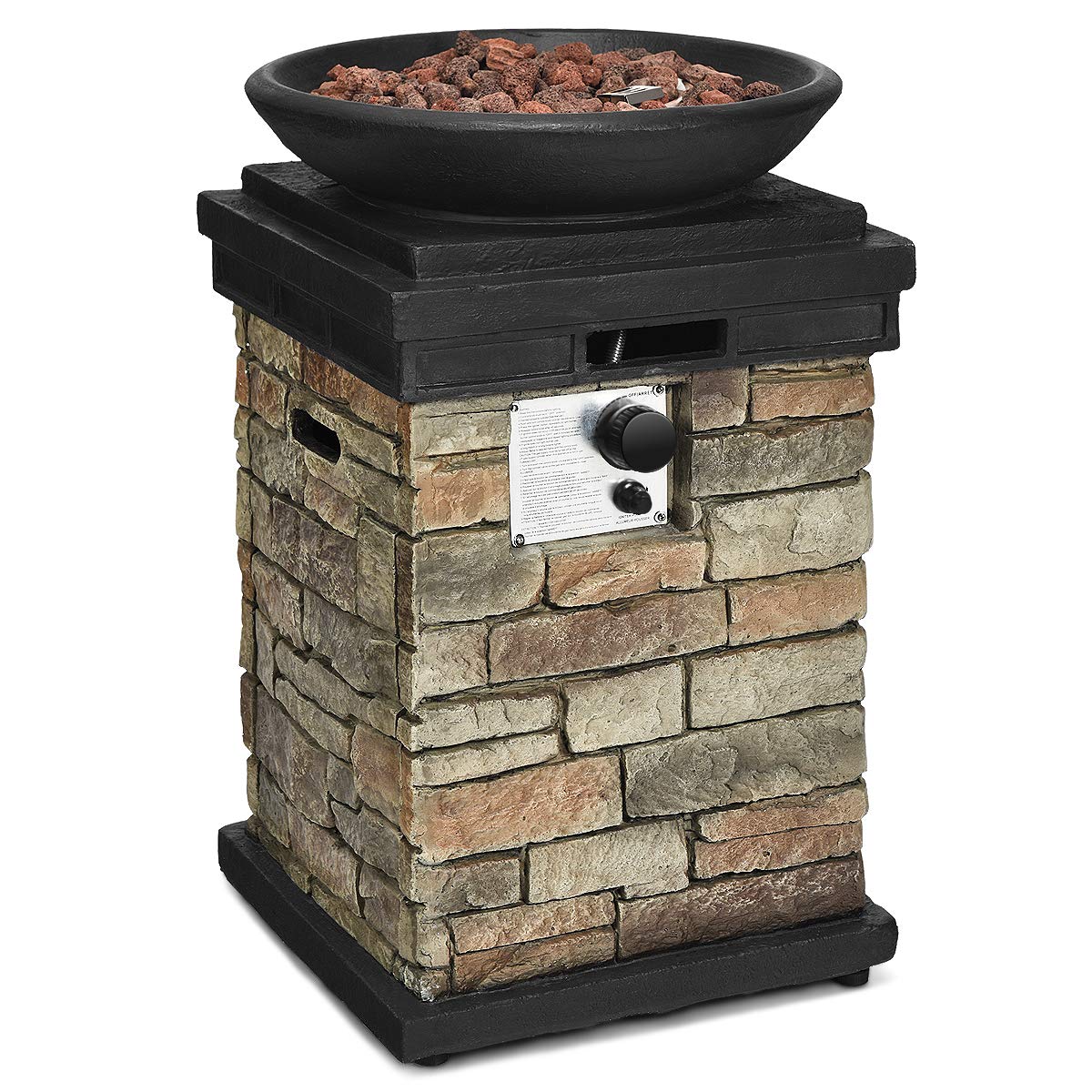 Giantex Propane Firebowl Column, 40,000 BTU Outdoor Gas Fire Pit