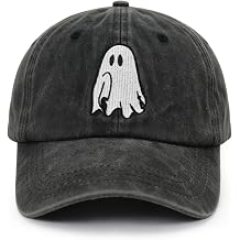 Cute Ghost Hat for Women Men, Adjustable Embroidered Halloween Baseball Cap