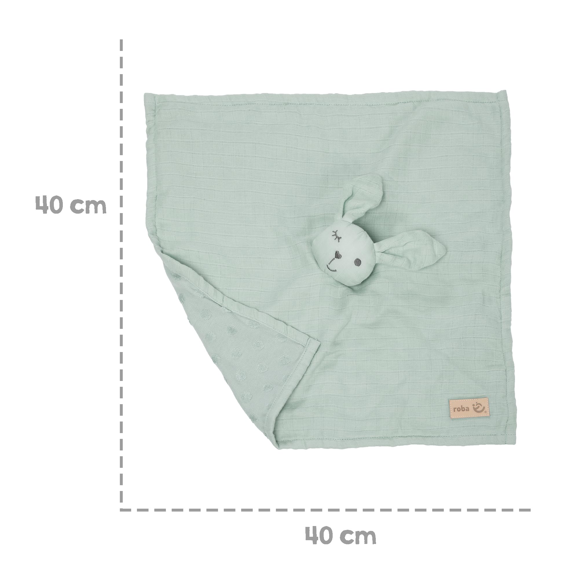 roba Copertina Doudou per Neonati e Bambini Lil Planet, 40 x 40 cm, Peluche con Faccia da Coniglio, Mussola e Jersey, Cotone Certificato GOTS, Verde