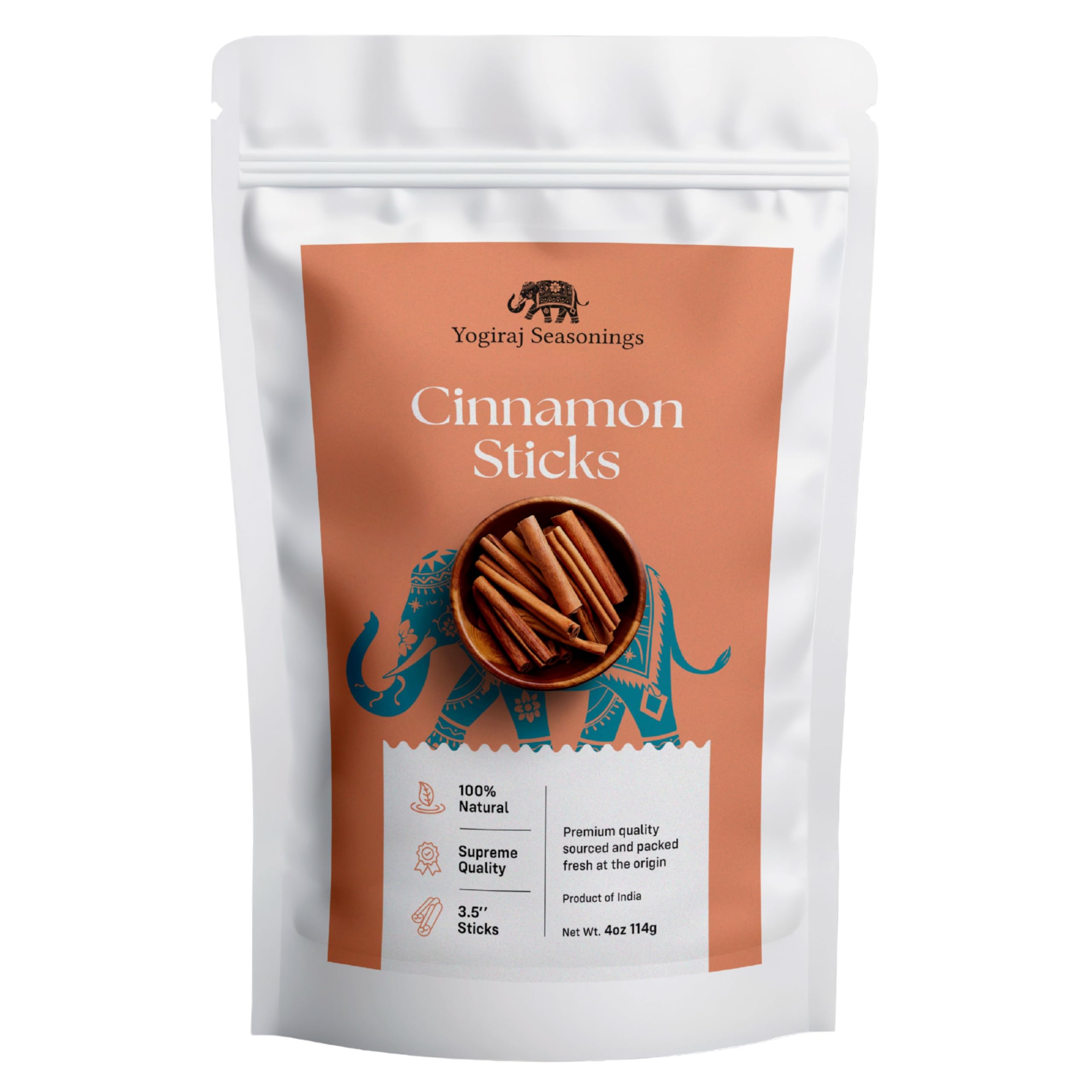 Yogiraj Seasonings Cinnamon Sticks, Premium Grade Harvested Natural Cassia Cinnamon, All Natural & Vegan, Strong Aroma, Perfect for Baking, Cooking &
